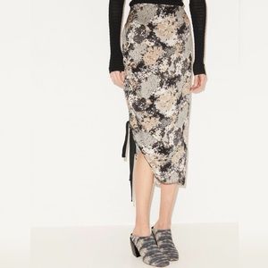 By Malene Birger Cisco Drawstring Ruched Print Midi Skirt